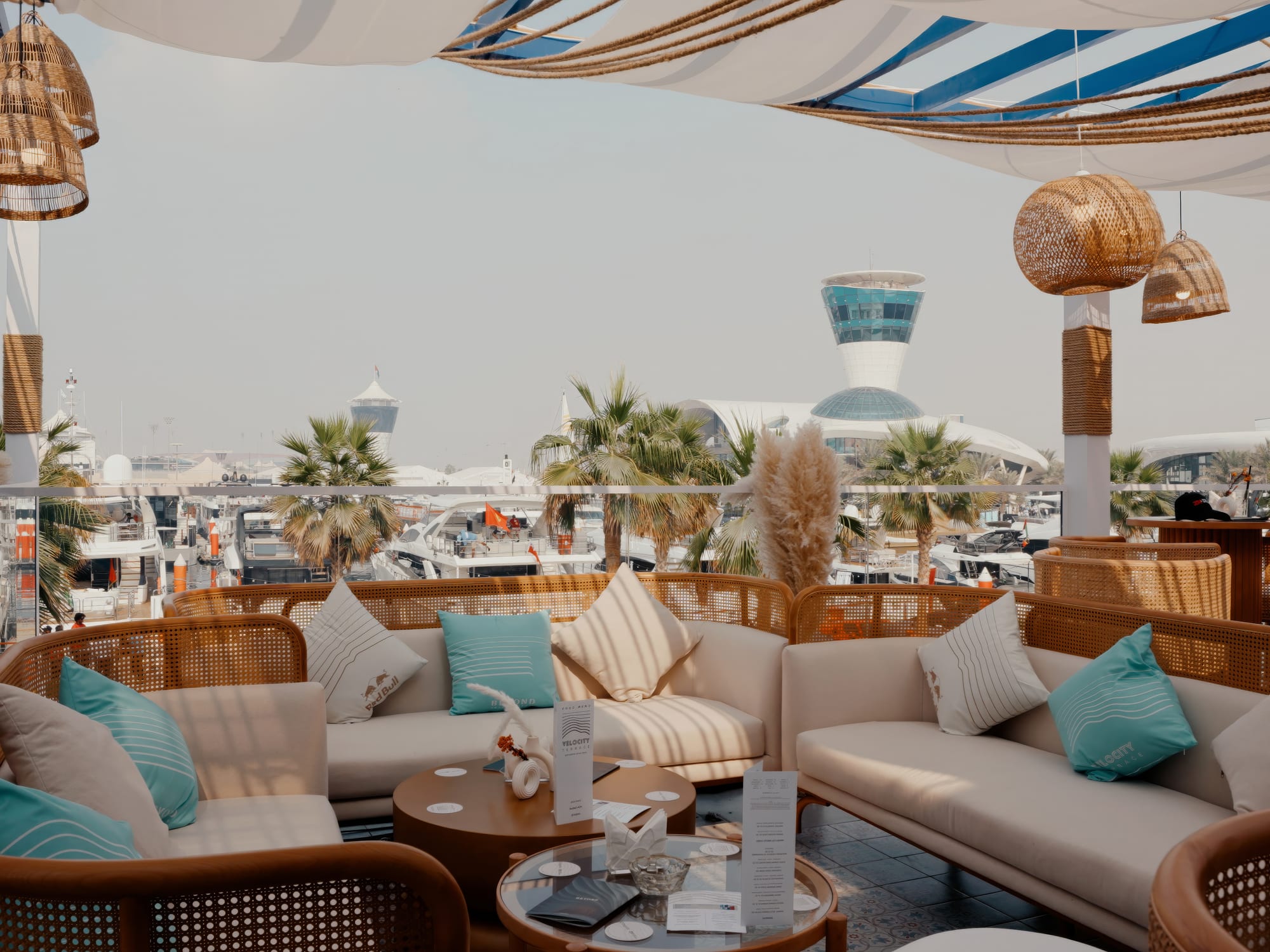 VIP sofas overlooking the Yas Marina
